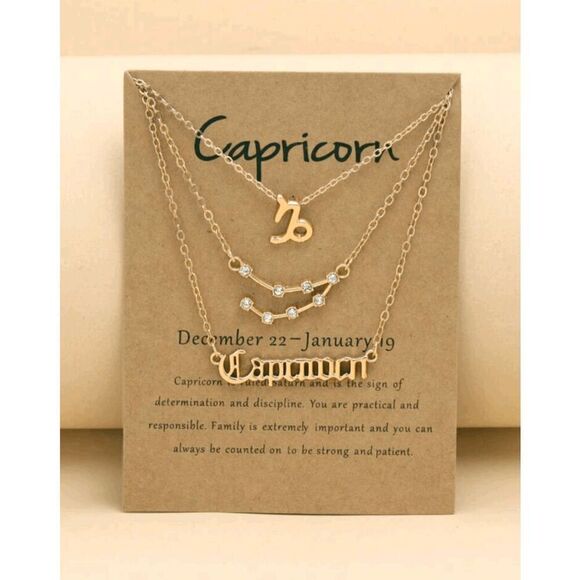 2/$21 Capricorn Golden Triple Birth Constellation Necklace - Picture 1 of 3